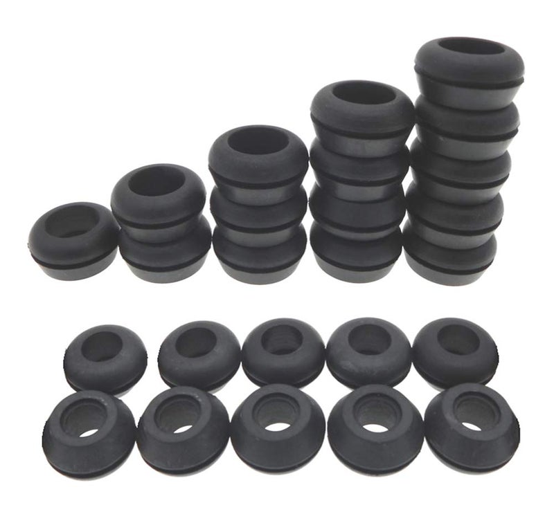 HORTIPOTS Rubber Grommet 1/2 Inch, Hydro Rubber Grommet Donut Type to make Waterproof Seal in DIY Hydroponic Systems and 16mm or 1/2 Inch Barbed Elbow Tee Straight Y Connector and Vinyl Tubing (Pack of 25) - Image 1